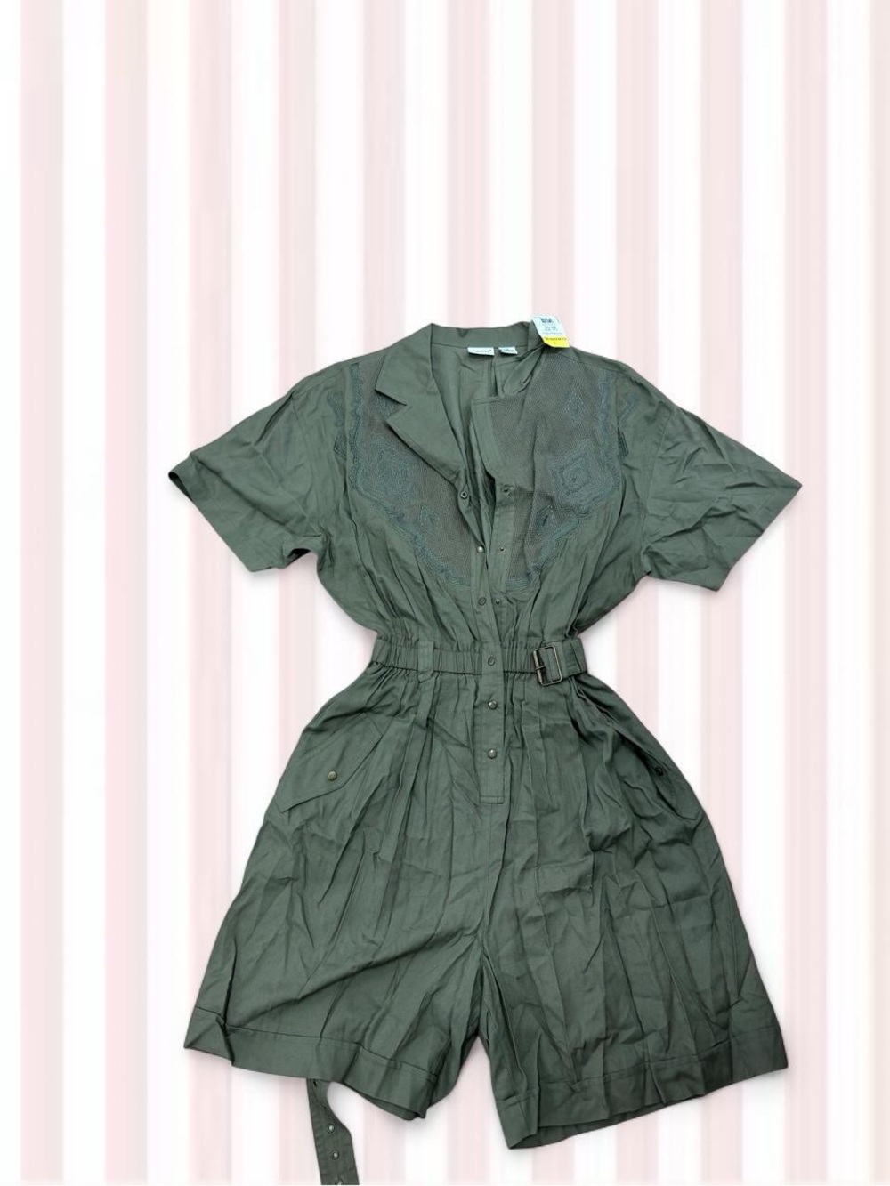 Together Olive Utility Short Sleeve Romper